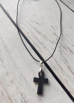 Кулон підвіска гематит хрест, гематит хрест анкх, підвіска єгипетський хрест анкх з гематиту