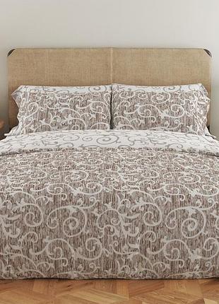 Постельное белье теп soft dreams beige and white (бежевый и белый) двуспальное