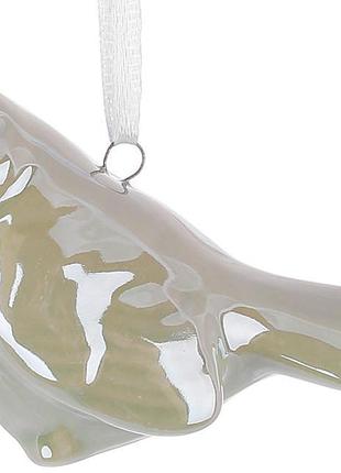 Підвіски порцелянові "птиці" 12 фігурок 6 см, зелений перламутр