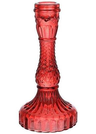 Набір 12 скляних свічників "crystal glass" 17 см, червоний