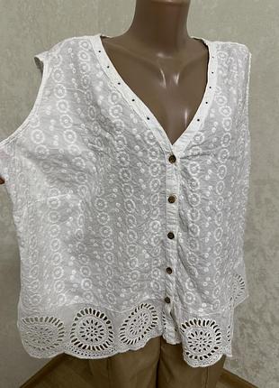 Білосніжний котоновий топ блуза прошва ришельє