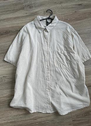 Лляна чоловіча сорочка на короткий рукав