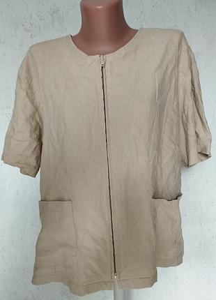 Женская блузка,лен,на молнии, разм54
