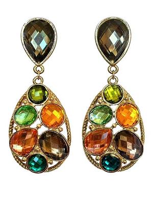 Серьги под золото с камнями