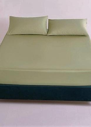 Простынь на резинке 90х200х20см сатин тм ярослав №5 оливковый