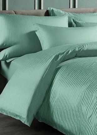 Простынь 200х220см страйп сатин ярослав №01 мята