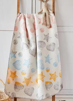 Плед детский хлопок baby тm papaella 90х120 см сердечко
