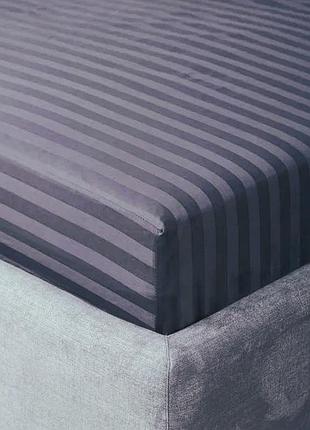 Простынь на резинке 90х200х20см страйп сатин ярослав №07 фиолет