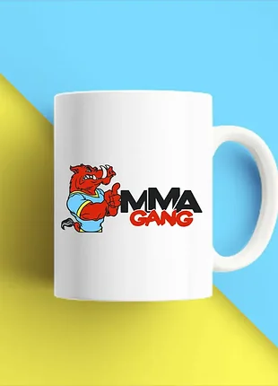 Біла кружка (чашка) з принтом "mmma gang кабан" push it