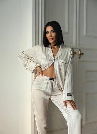 Сатинова жіноча піжама, піжама сорочка + штани. розмір: s; m; l; xl