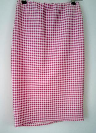 Рожева спідниця міді в клітинку