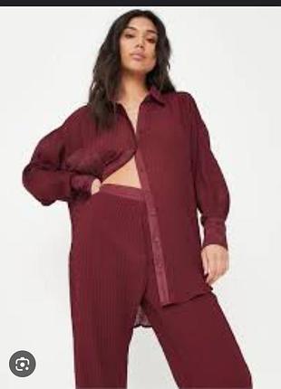 Бордовая полупрозрачная пижамка/ кофта+ штаны