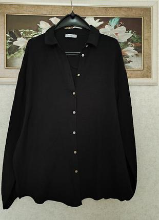 Новая рубашка, натуральная фактурная ткань муслин, размер 50-54