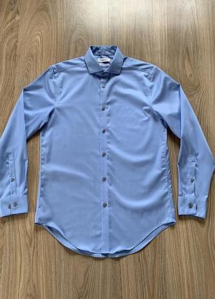 Мужская хлопковая рубашка с длинными рукавами calvin klein non iron slim fit