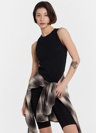 Fashion azzura базова чорна майка в рубчик