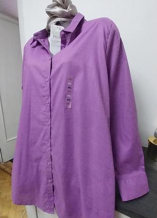 Нова сорочка блуза 100 котон стильний бузок 3хл