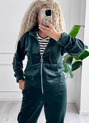 Спортивний костюм велюровий жіночий повсякденний базовий чорний сірий на змійці з капюшоном батал