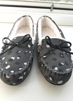 Love slippers  - англия. крутые кожаные тапочки на меху, мокасины. 37 р -24 см