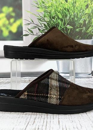 Капці чоловічі inblu коричневі теплі із закритим носком 3963