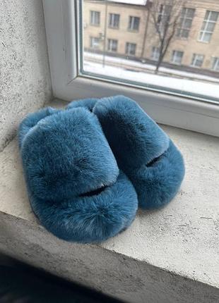 Капці тапки тапочки мʼякі пухнасті пушистые мягкие изумрудного цвета смарагд