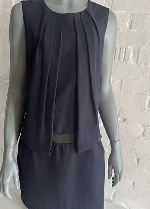 Сукня синя шовкова з напуском