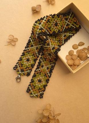 Стрічковий гердан, чокер з бісеру, силянка 4