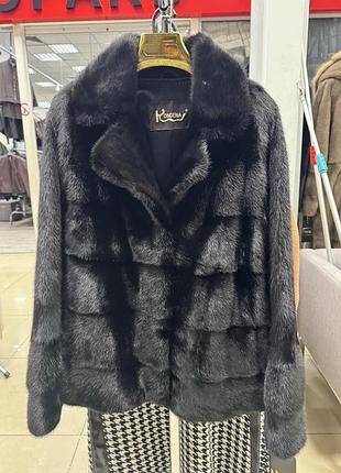Норковый полушубок с английским воротником