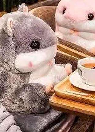 Сірий плед-хом'як 3 в 1, плед, іграшка, подушка