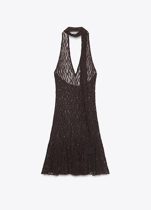 Сукня коричнева з заклепками zara