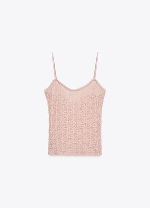 Топ женский кружевной розовый на бретелях zara