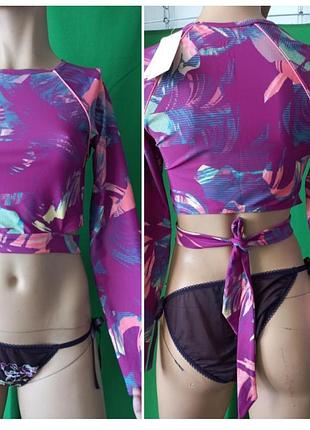 Кроп топ лонгслив с завязками с защитой от ультрафиолета и выгорания all in motion