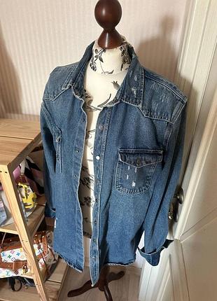 Джинсовая рубашка, накидка, плотная стильная primark denim