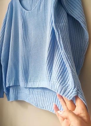 Расслабленный голубой свитер, свитер оверсайз 3