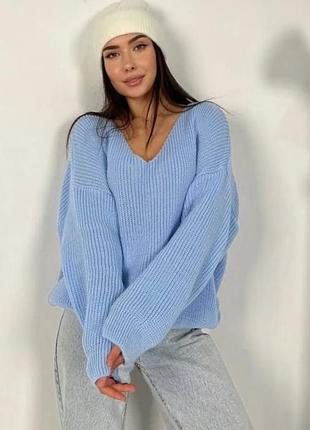 Розслаблений блакитний светр, светр оверсайз 7