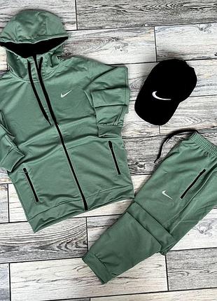 Мужской спортивный костюм nike весна лето фисташковый xxl | зип худи и штаны найк двухнитка 54 г.