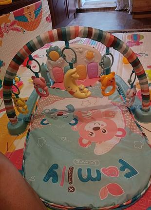 Детский развивающий игровой музыкальный коврик