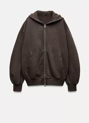 Толстовка оверсайз на молнии zara