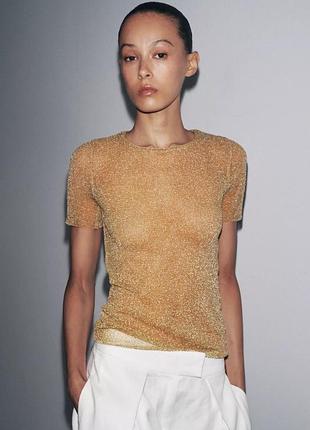 Металлизированная футболка с коротким рукавом