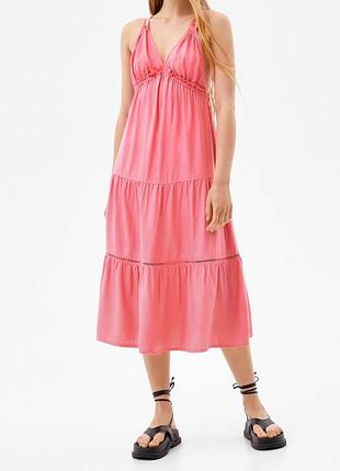 Сарафан плаття сукня міді з чашками  на брителях поатия літнє сарафан з відкритою спиною