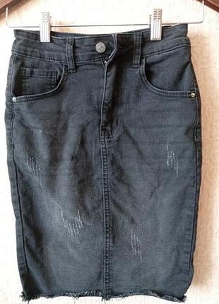 Юбка стрейч-cotton с потертостями.облегла.