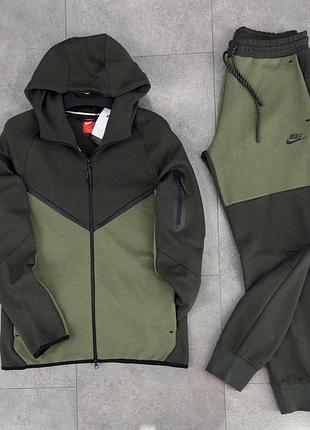 Зелений чоловічий спортивний костюм nike tech fleece💣