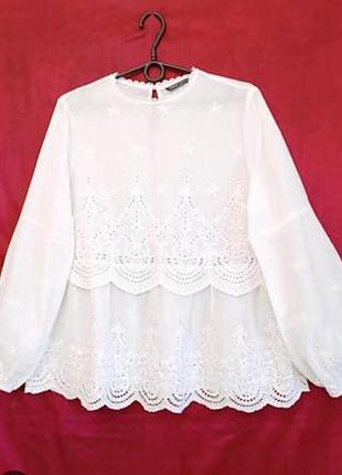 Хлопковая блуза прошва  shein