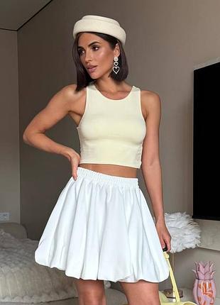 Luxe міні спідниця класична висока посадка на резинці балон сонце