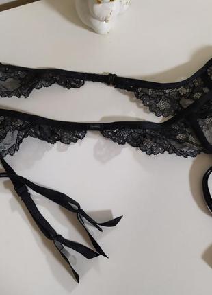 Сalvin clein black чорний мереживний пояс для панчіх