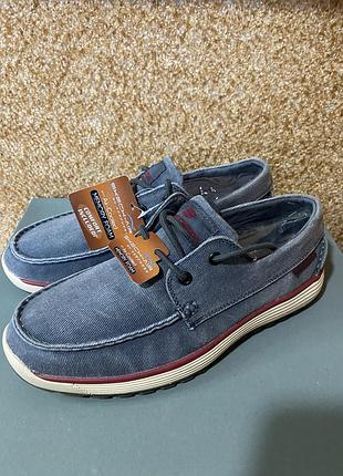 Skechers air cooled memory foam canvas sport boat shoes men’s