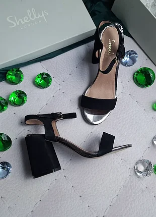 Shellys london оригінал чорні замшеві босоніжки на підборах