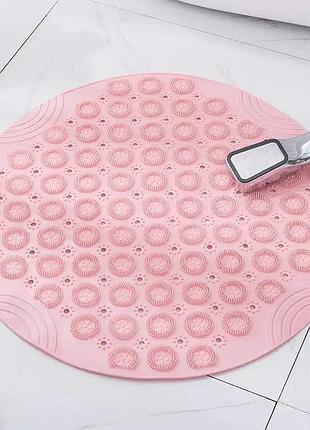 Коврик для ванной и душа из пвх bathlux 55*55 см круглый на присосках, розовый (954102_)