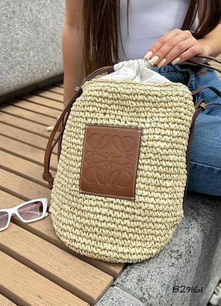 Стильна солом'яна сумка рюкзак