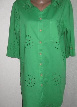 Зелена бавовняна сорочка туніка папайа розмір м шиття оверсайз