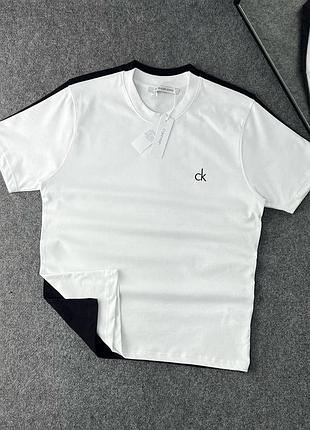 Мужская футболка calvin klein на лето белого цвета premium качества
